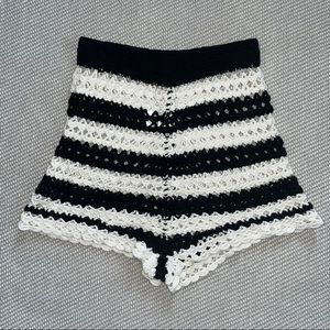 Tularosa Black And White Stripe Crochet Revolve Shorts Sz Sm
